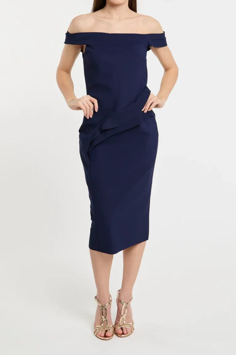 - abito blu in 72% pa 28% ea morbido ed elastico