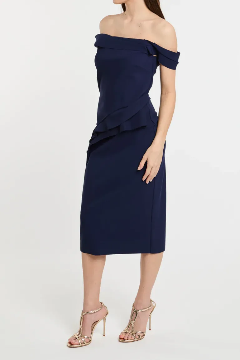 - abito blu in 72% pa 28% ea morbido ed elastico