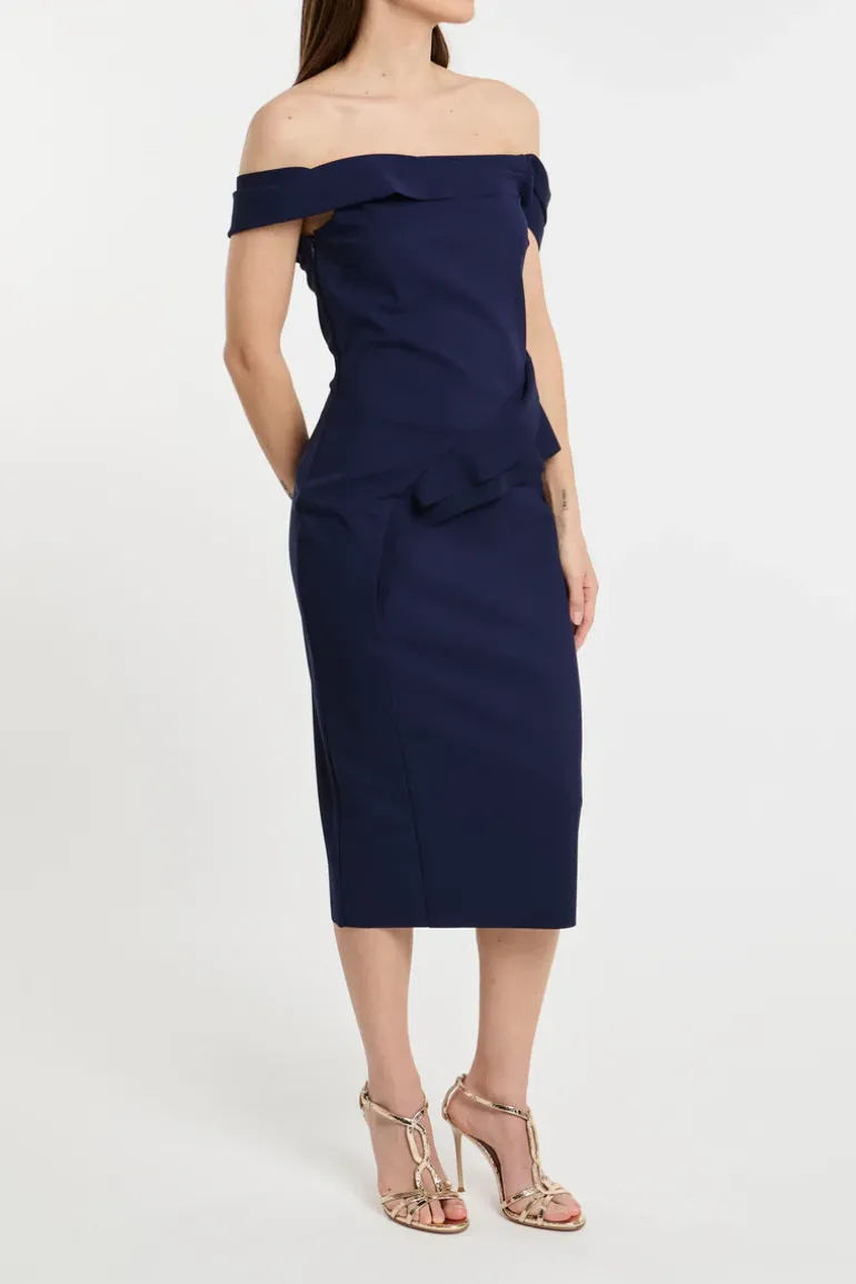 - abito blu in 72% pa 28% ea morbido ed elastico