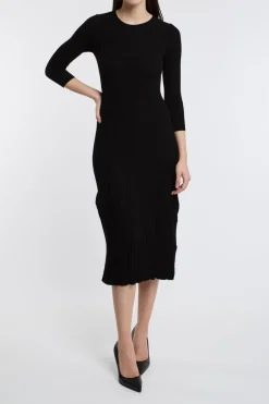 Abito aderente morbido nero 77%vi 23%pl