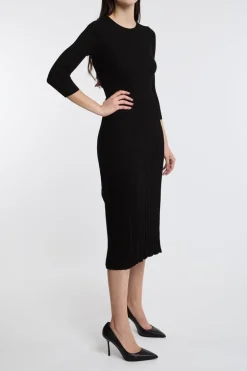 Abito aderente morbido nero 77%vi 23%pl