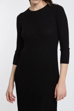 Abito aderente morbido nero 77%vi 23%pl