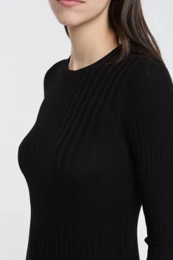 Abito aderente morbido nero 77%vi 23%pl