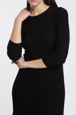 Abito aderente morbido nero 77%vi 23%pl