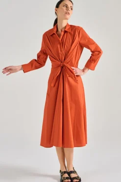 Abito ameda beige tessuto arancione