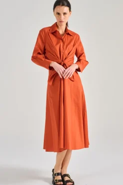 Abito ameda beige tessuto arancione