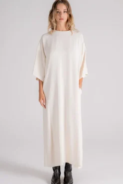 Abito asimmetrico viscosa/acetato beige