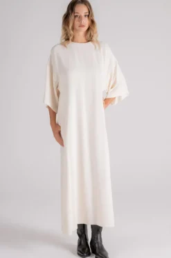 Abito asimmetrico viscosa/acetato beige