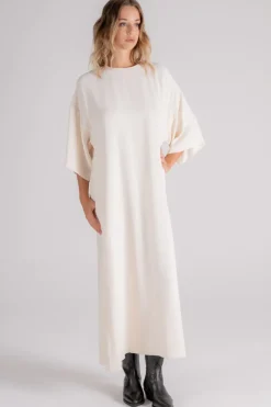 Abito asimmetrico viscosa/acetato beige