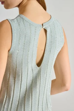 Abito cristalli lungo goccia tessuto verde