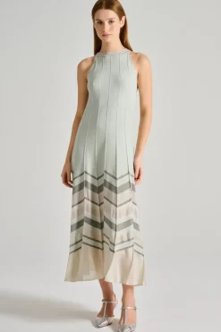 Abito fantasia righe americana tessuto verde