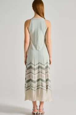 Abito fantasia righe americana tessuto verde