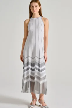 Abito fantasia righe americana sintetico argento