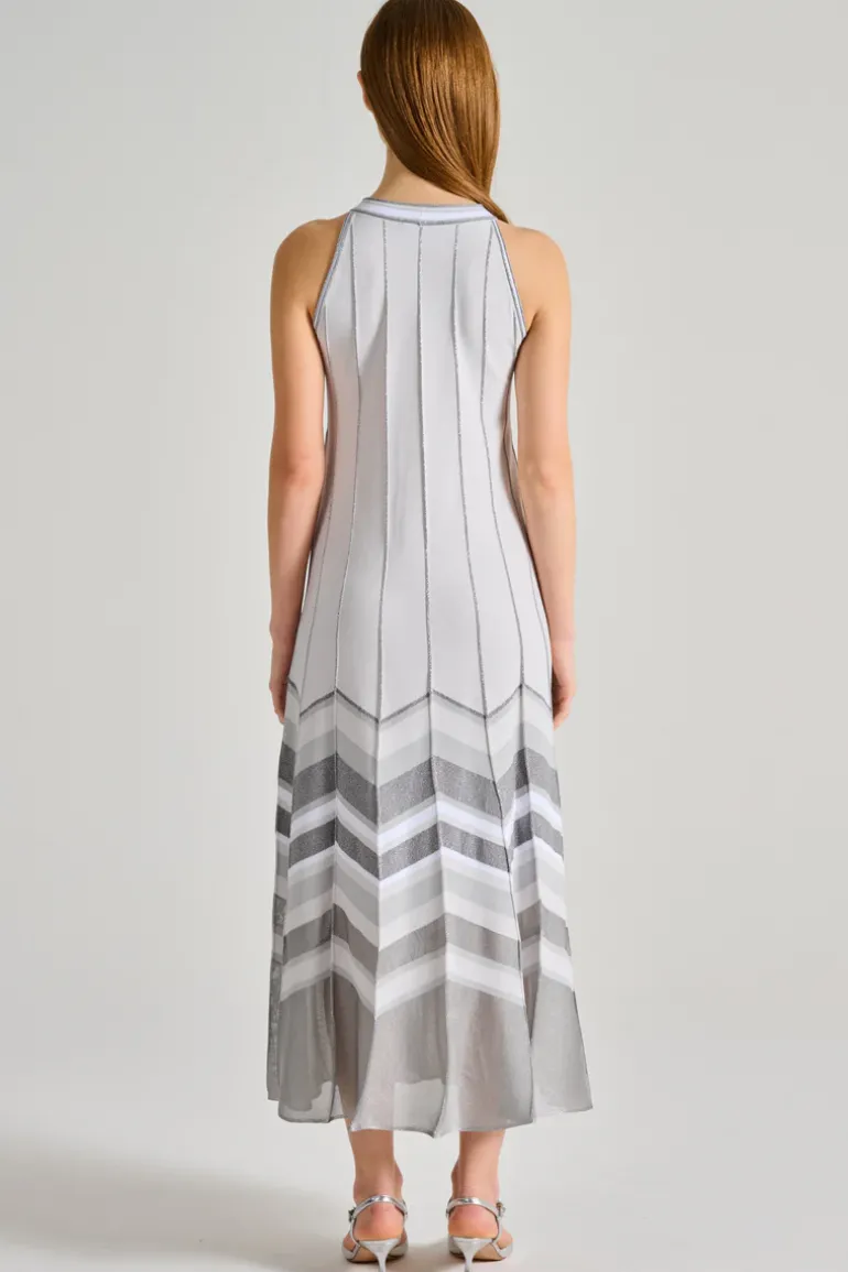 Abito fantasia righe americana sintetico argento