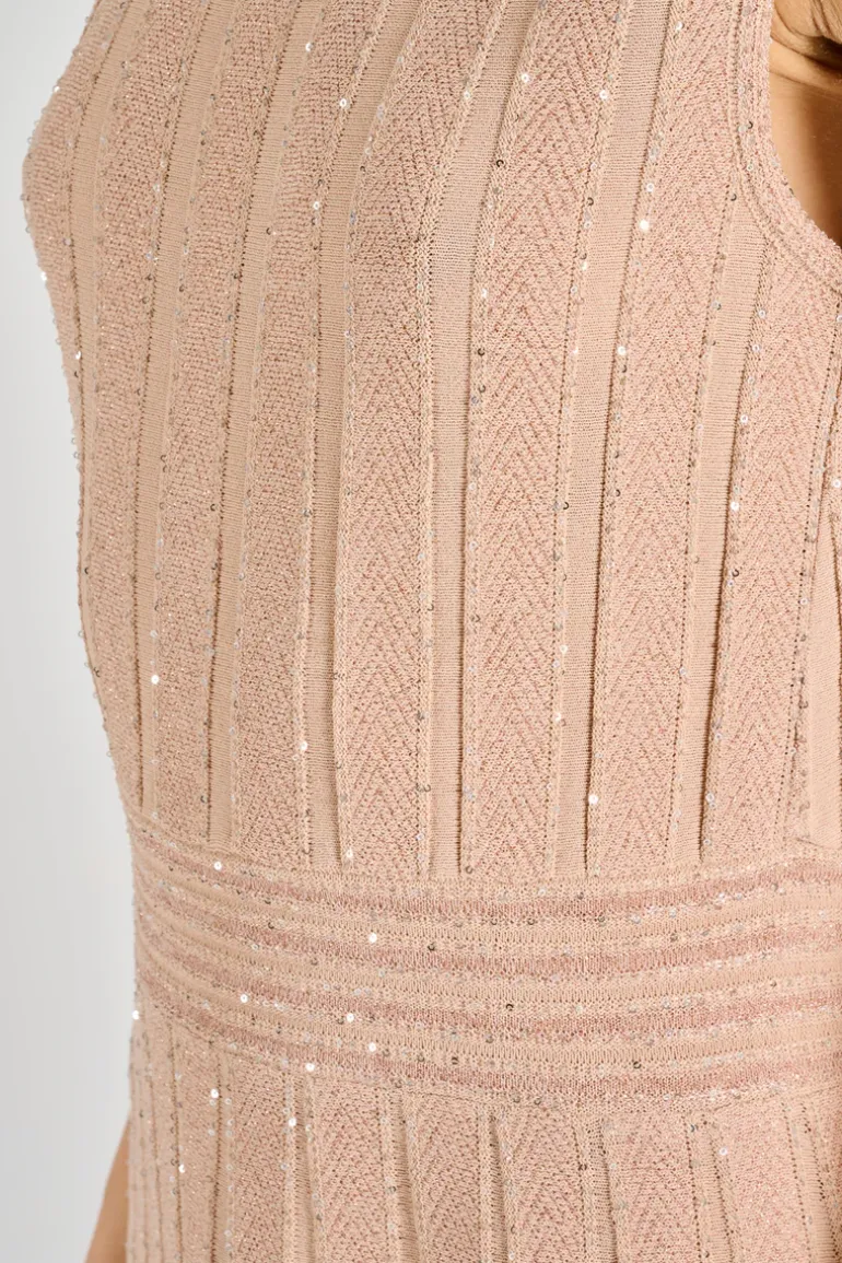 Abito lungo incrociato cristalli tessuto rosa