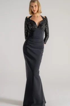 Abito lungo nero donna