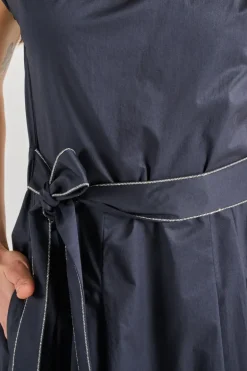 Abito lungo raso leggero blu