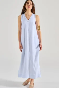 Abito lungo tela leggera azzurro