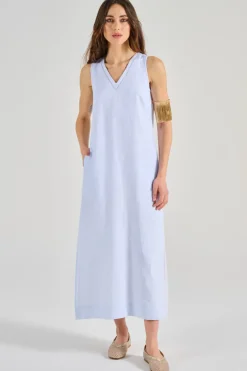 Abito lungo tela leggera azzurro