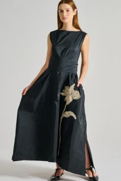 Abito only flower tessuto nero