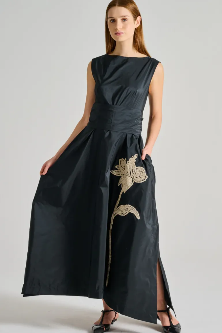 Abito only flower tessuto nero