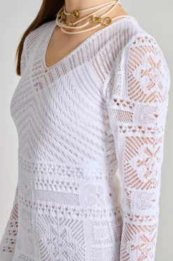 Abito patchwork lungo bianco