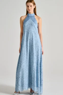 Abito pizzo dentelle azzurro