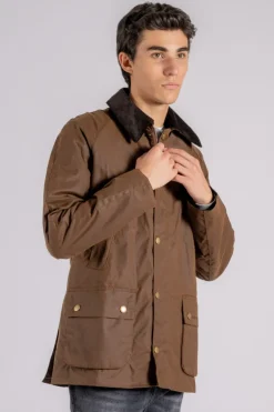 Ashby wax jacket 100% cotone marrone