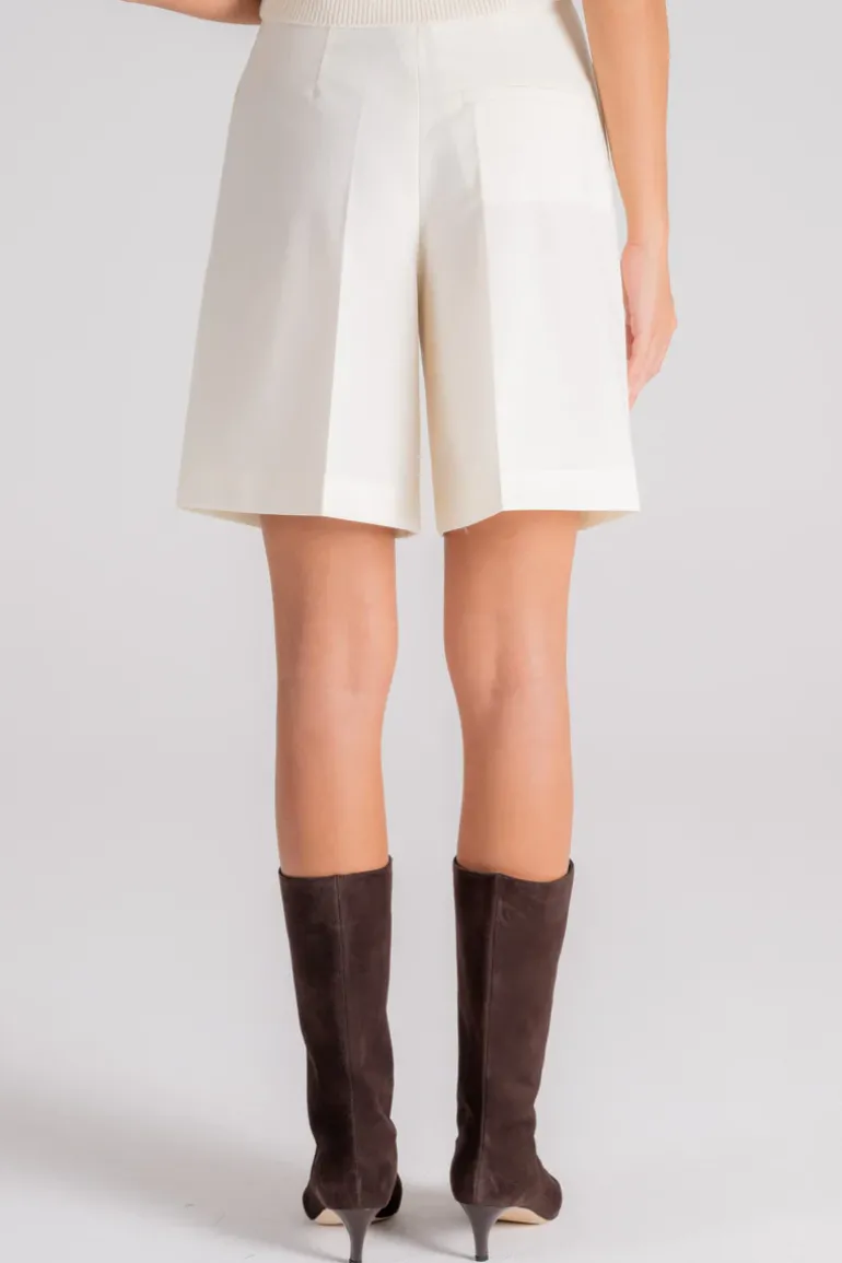 Bermuda camila in poliestere/lana vergine beige