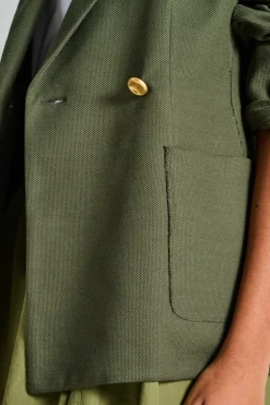 Blazer honeycomb tessuto verde