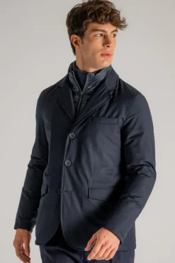 Blazer liscio con pettorina staccabile blu uomo