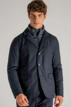 Blazer liscio con pettorina staccabile blu uomo