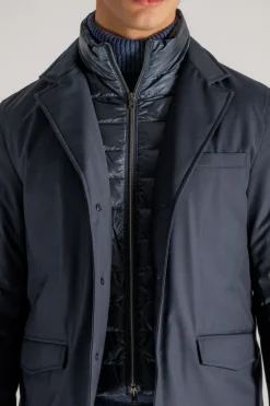 Blazer liscio con pettorina staccabile blu uomo