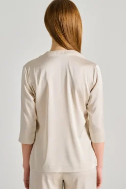 Blusa mezza manica raso fluido beige