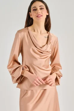 Bluse raso fluida rosa