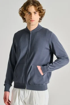 Bomber zip maglia tessuto grigio
