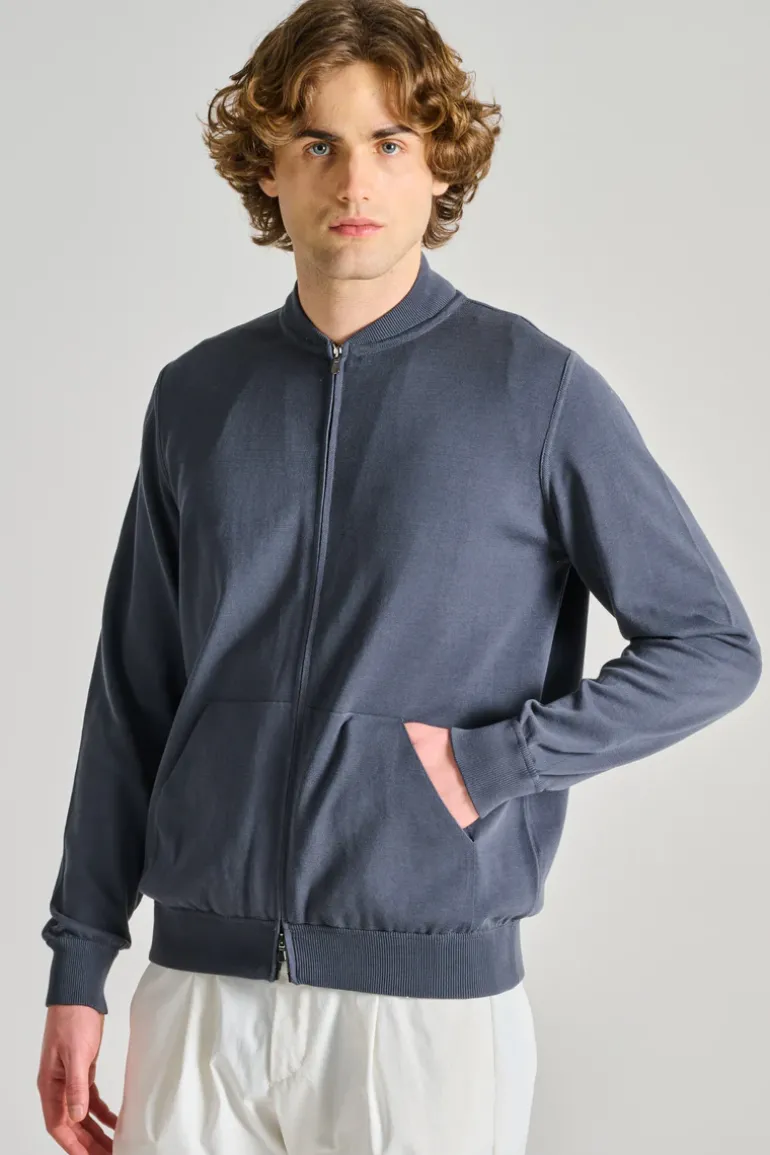 Bomber zip maglia tessuto grigio