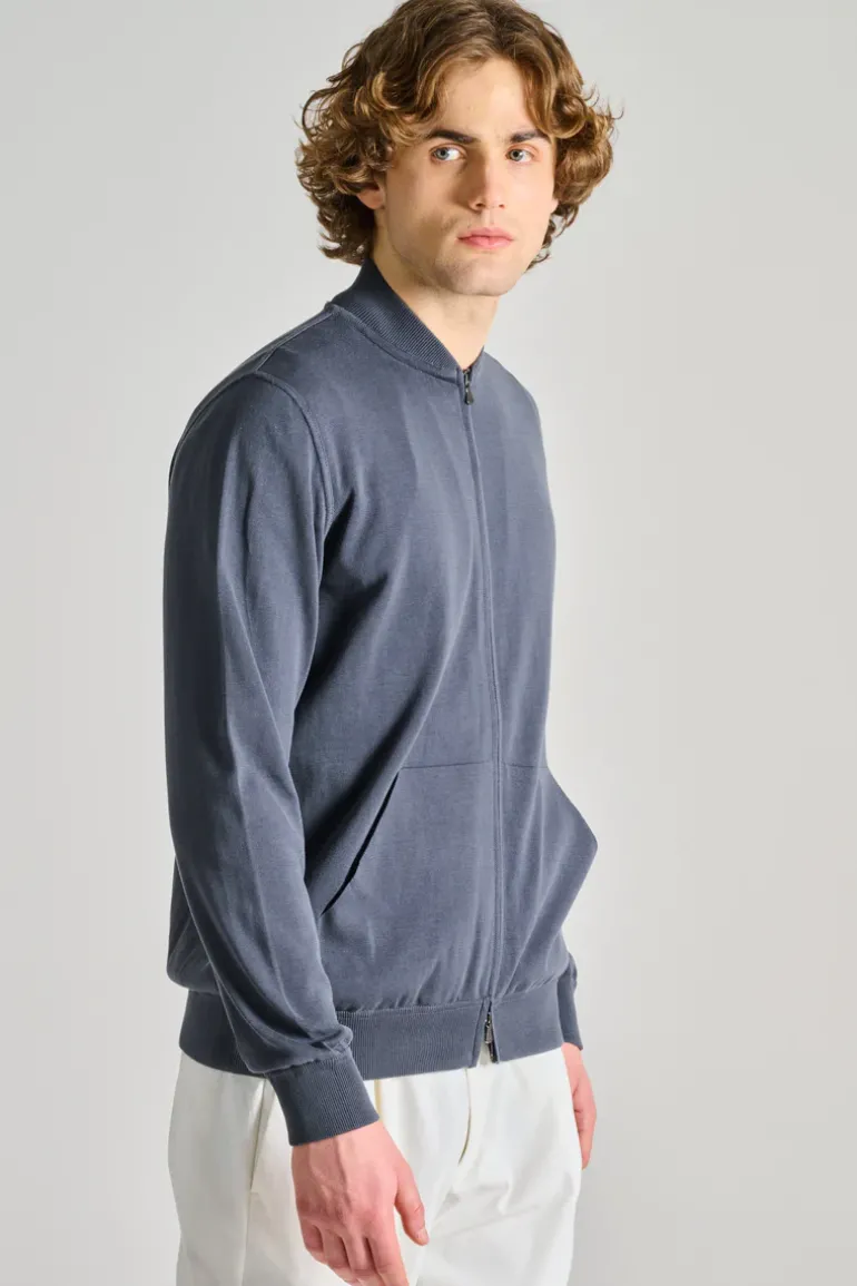 Bomber zip maglia tessuto grigio