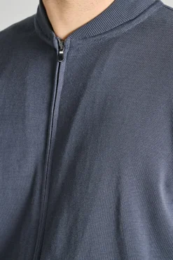 Bomber zip maglia tessuto grigio