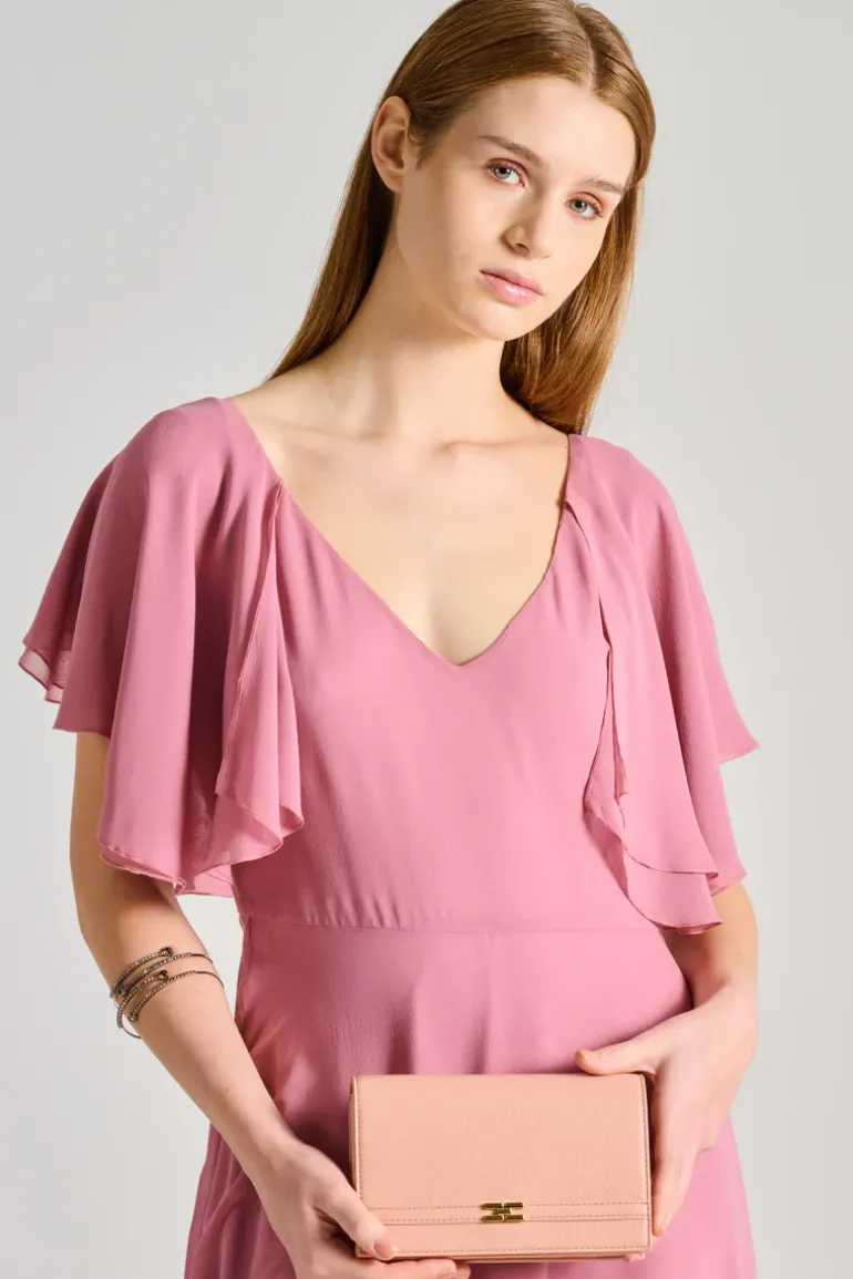 Borsa beige tessuto rosa