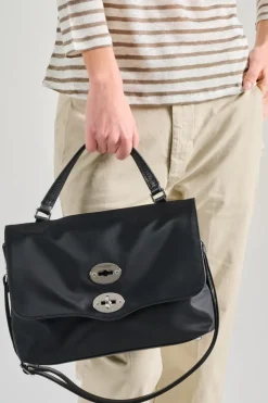 Borsa postina rimboccata tokyo pelle nero