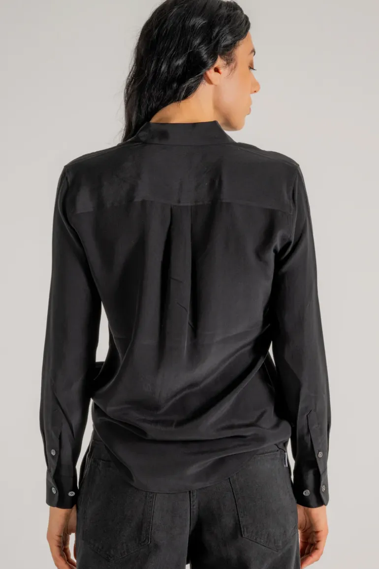 Camicia 100% seta nero