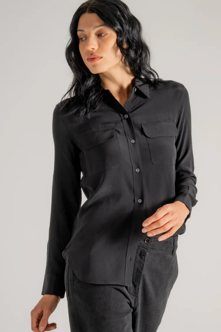 Camicia 100% seta nero
