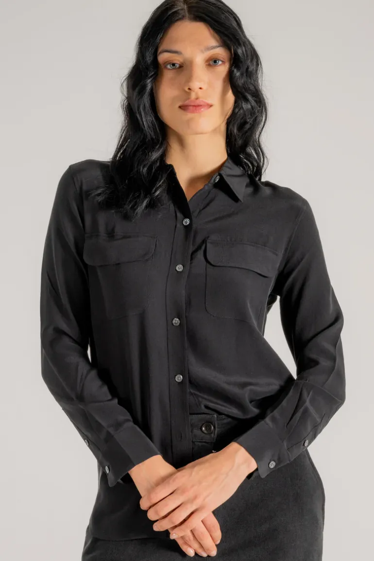 Camicia 100% seta nero