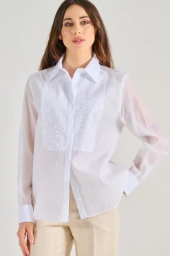 Camicia bimaterica bianco