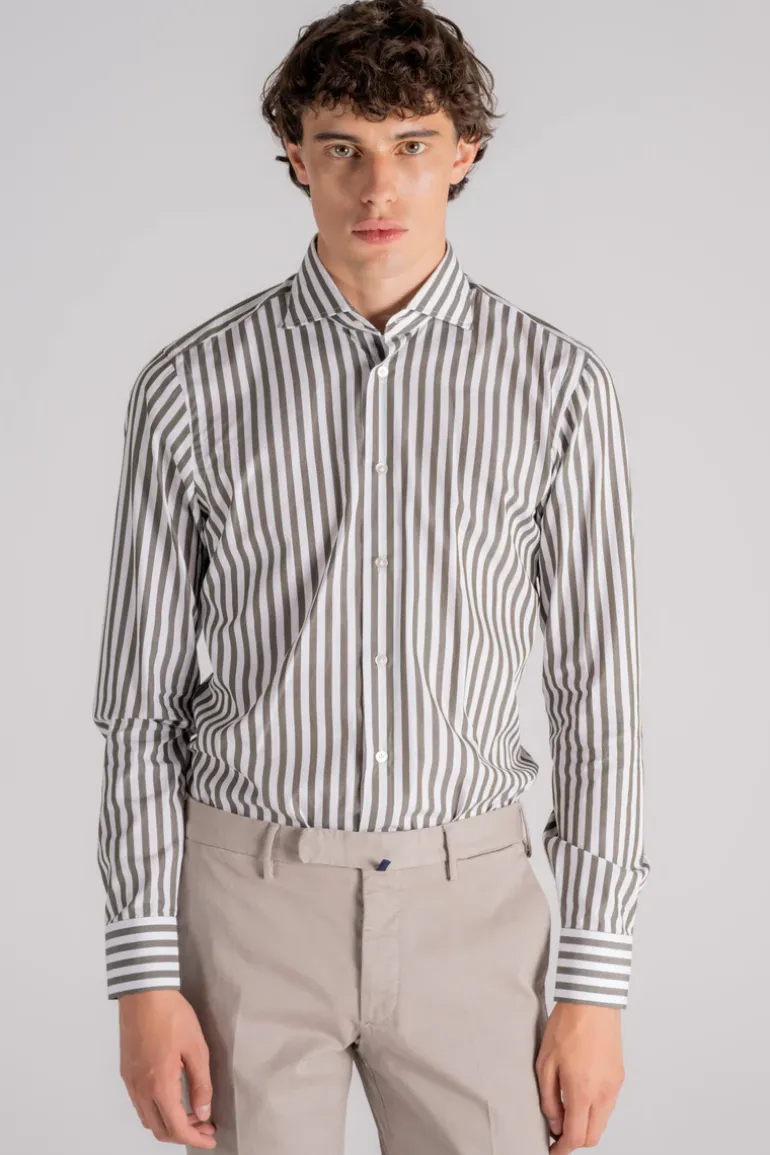 Camicia collo alla francese 100% cotone verde