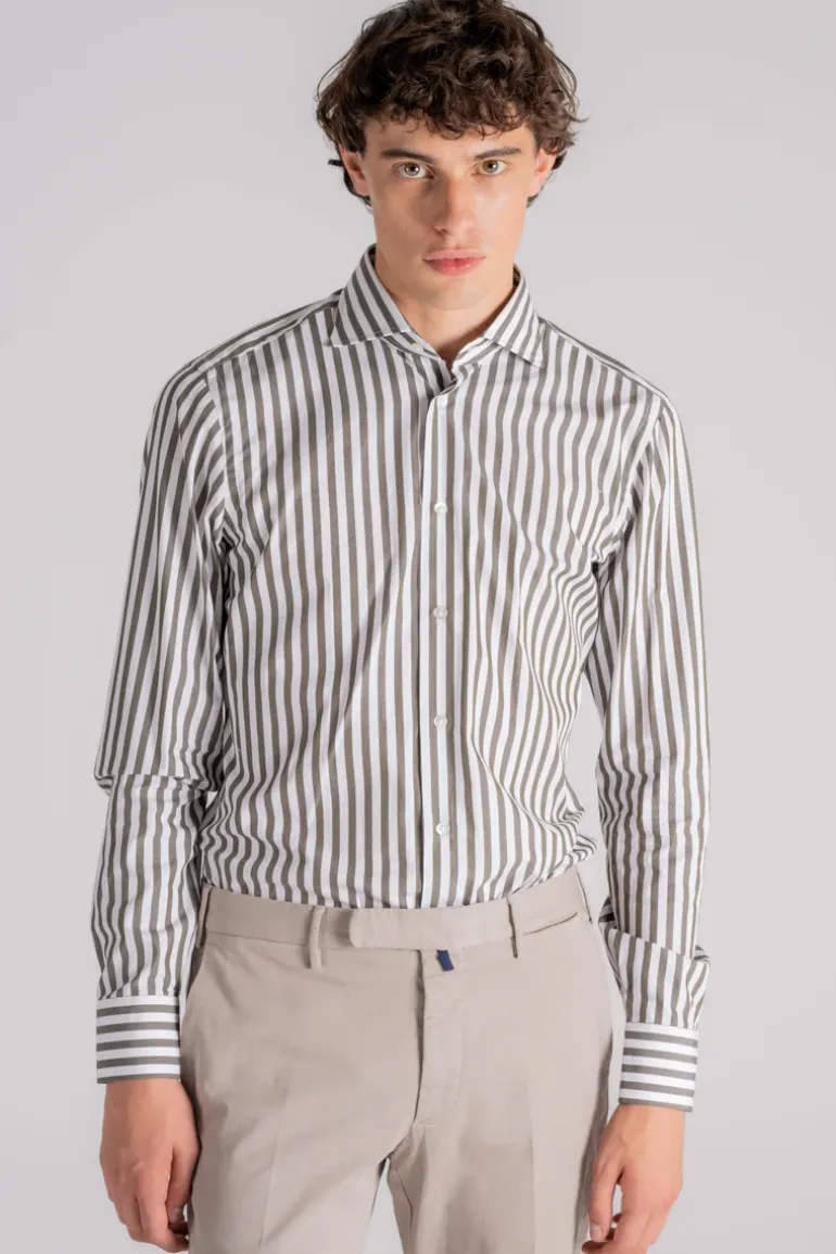 Camicia collo alla francese 100% cotone verde