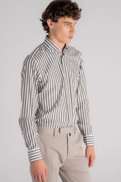 Camicia collo alla francese 100% cotone verde