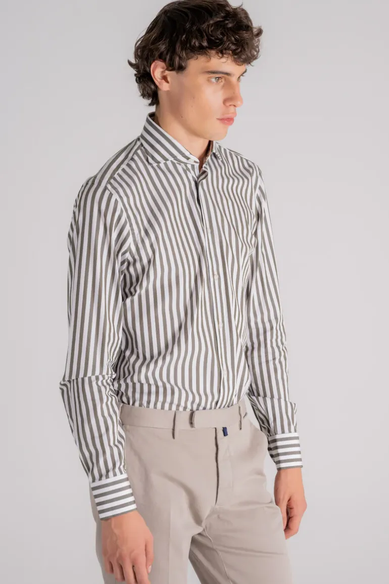 Camicia collo alla francese 100% cotone verde