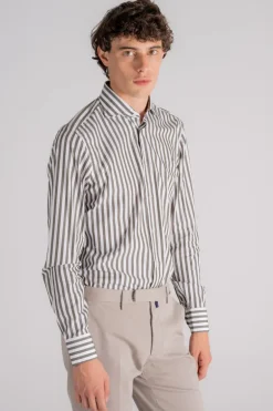 Camicia collo alla francese 100% cotone verde